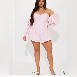 Fashion Nova Pink Off-Shoulder Romper